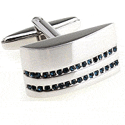 Two black precious stone stripped rectangle cufflinks