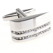 Two white precious stone stripped rectangle cufflinks