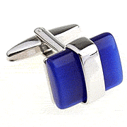 Blue rectangle opal cufflinks - Click Image to Close