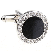 Elegant black spot circle shining cufflinks - Click Image to Close