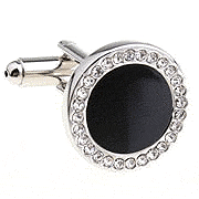 Elegant black spot circle shining cufflinks