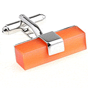 Orange rectangle opal cufflinks - Click Image to Close
