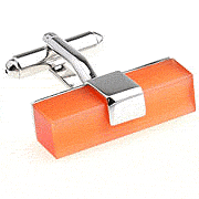 Orange rectangle opal cufflinks