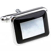 Black edge rectangle cufflinks - Click Image to Close