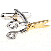 Golden scissors cufflinks - Click Image to Close