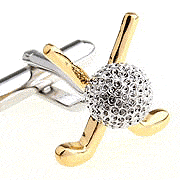 Golden golf ball cufflinks - Click Image to Close