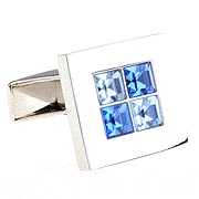 Blue white crystal squares cufflinks - Click Image to Close