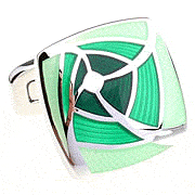 Green twisted squares cufflinks - Click Image to Close