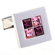 Purple red crystal squares cufflinks