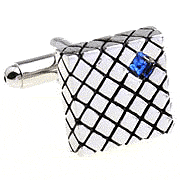 Netted one blue spot cufflinks - Click Image to Close