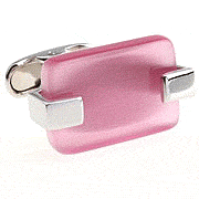 Pink rectangle opal cufflinks - Click Image to Close