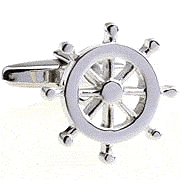 Silver nautical wheel cufflinks - Click Image to Close