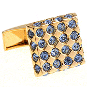 Blue ball filled golden cufflinks