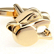 Golden leopard head cufflinks