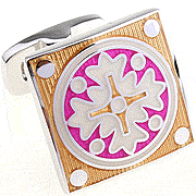 Golden cross embroidery cufflinks - Click Image to Close