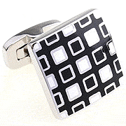 Black mini squares cufflinks - Click Image to Close