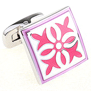 Four purple flowers pattern cufflinks - Click Image to Close