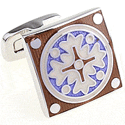 Brown cross embroidery cufflinks - Click Image to Close