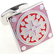Pink cross embroidery cufflinks - Click Image to Close