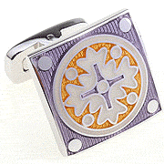 Purple cross embroidery cufflinks
