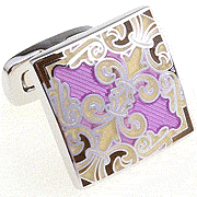Light purple morning glory cufflinks - Click Image to Close