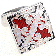 Fire red morning glory cufflinks