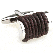 Dark brown rope bound cufflinks - Click Image to Close