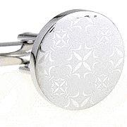 Veiled flower patterned circle solid color cufflinks