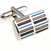 Brown and blue stripes rectangle cufflinks - Click Image to Close
