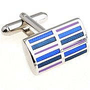 Purple and blue stripes rectangle cufflinks - Click Image to Close