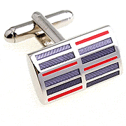Red and purple stripes rectangle cufflinks