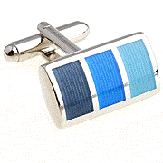 3 bold blue strips rectangle cufflinks - Click Image to Close