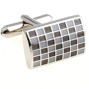 Convex gray rectangle matrix cufflinks - Click Image to Close