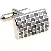 Convex gray rectangle matrix cufflinks