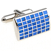 Convex blue rectangle matrix cufflinks - Click Image to Close