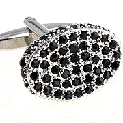 Rome black silver ellipse cufflinks