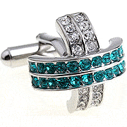 Green and white ball filled arc cufflinks