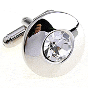 Plain spot white shining cufflinks