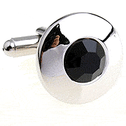 Plain spot black shining cufflinks