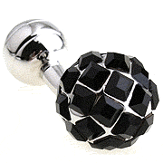 Black shining disco ball cufflinks