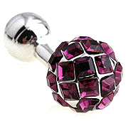 Purple shining disco ball cufflinks