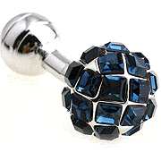 Blue shining disco ball cufflinks - Click Image to Close