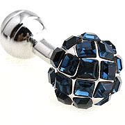 Blue shining disco ball cufflinks