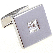 Small white bling cufflinks - Click Image to Close