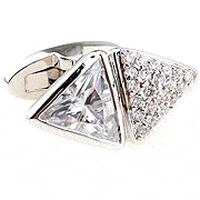 White crystal rhombus cufflinks
