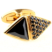 Black crystal rhombus golden cufflinks [181170]