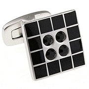 Black square edged four circles cufflinks - Click Image to Close