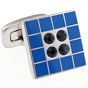 Blue square edged four circles cufflinks - Click Image to Close