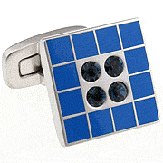 Blue square edged four circles cufflinks