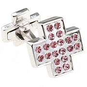 Pink ball filled cross sharp cufflinks